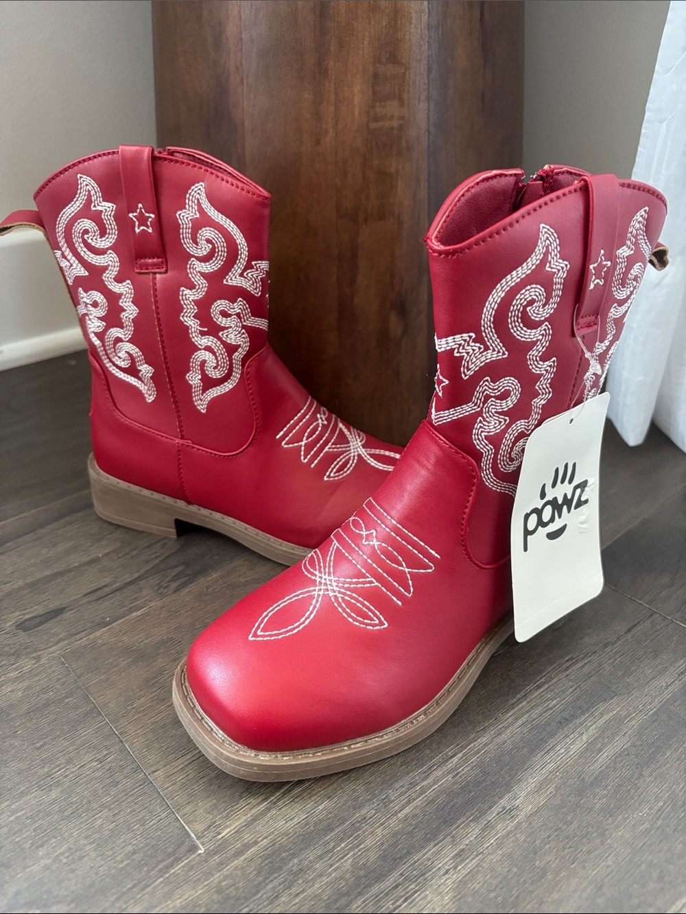 Pawz Western Upper faux leather,side zipper,embroidered,TPR outsole,cushioned